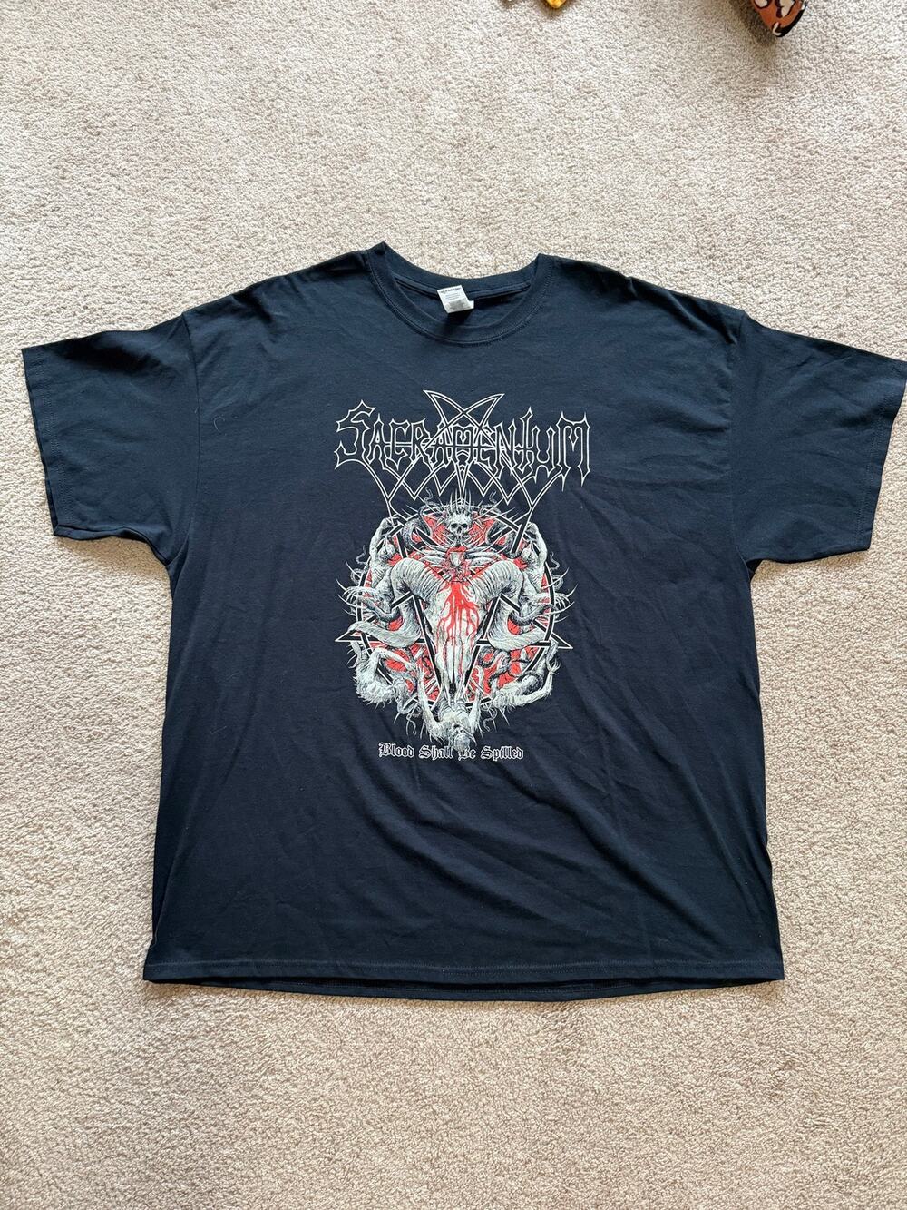 Sacramentum Blood Shall Be Spilled Metal Black T Shirt Gildan Heavy 2XL